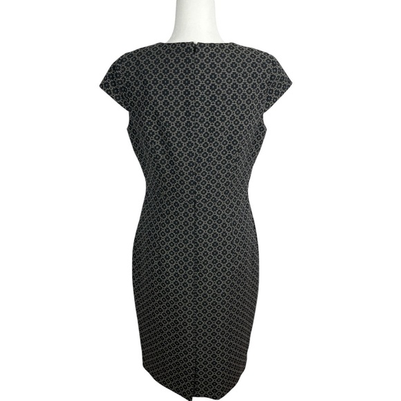 NWT BROOKS BROTHERS Women's Navy Blue Geometric Pattern Sheath Midi Dress 10 - Picture 2 of 13